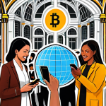 **Prompt 1: "Global Financial Revolution and Inclusion"**
    A vibrant, dynamic image depicting diverse individuals from across the globe seamlessly interacting through digital currencies. Smartphones and digital interfaces connect them within a secure, interconnected global network, symbolizing effortless cross-border transactions and financial accessibility for all, including those previously unbanked. The scene exudes empowerment and the breaking down of traditional financial barriers. Emphasize speed, low costs, and a sense of shared prosperity. Subtle European architectural hints can be blended into a modern, global cityscape.