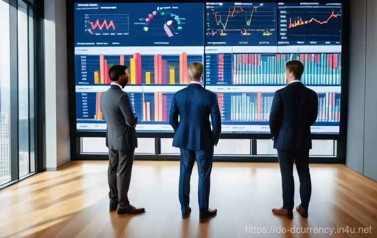 디지털화폐에 대한 정부 규제 변화 - **Prompt:** A diverse group of financial professionals, meticulously dressed in contemporary busines...