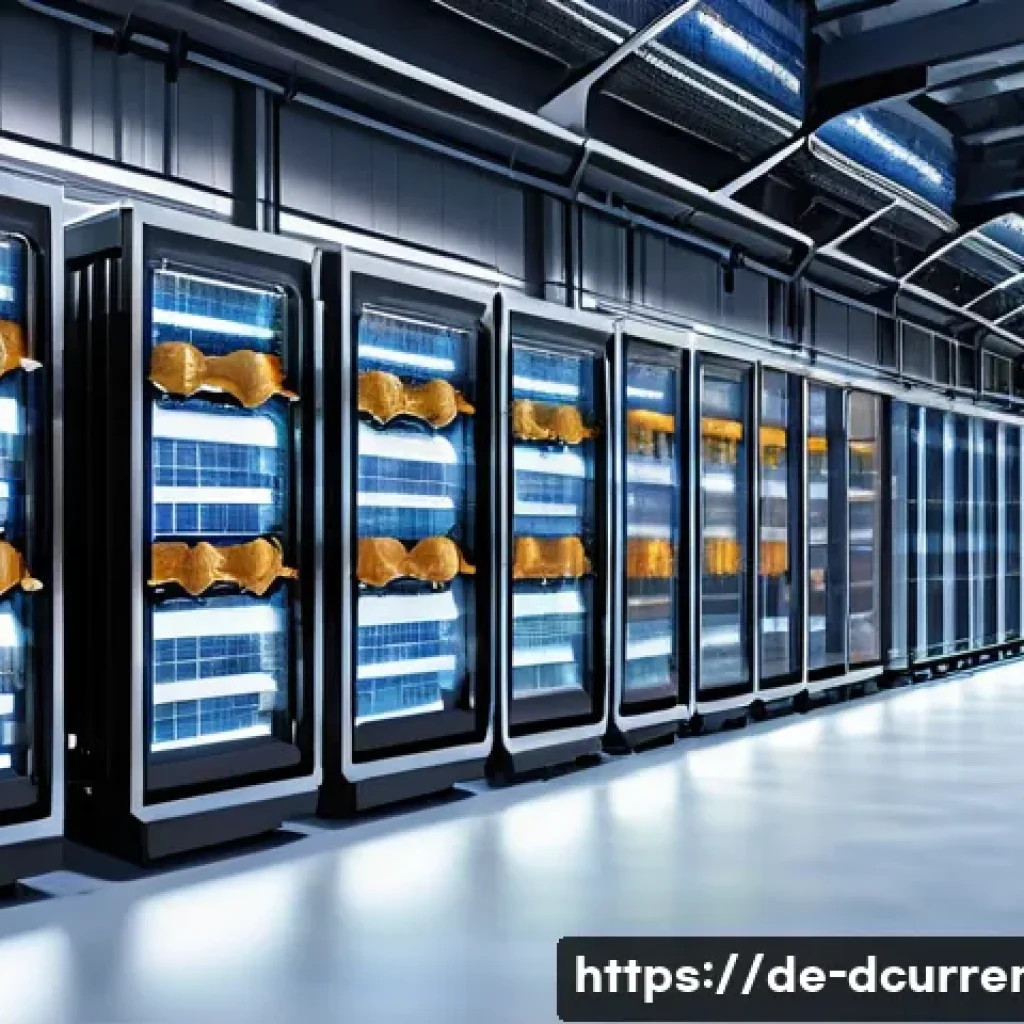 디지털화폐의 환경적 영향 분석 - A detailed, realistic digital illustration of a large cryptocurrency mining farm located in Iceland,...